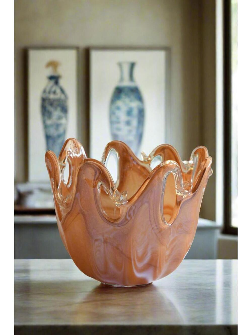 Murano Amber Glass Decorative Bowl